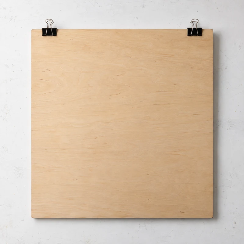 Drawing board and clips on a lightly marked white studio table