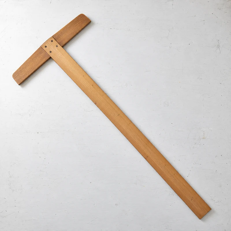 T-square on a lightly marked white studio table